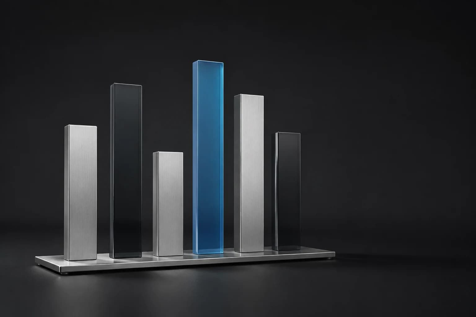 Silberne und blaue Glassäulen ordnen verteilte Informationen zu einem gemeinsamen Bild